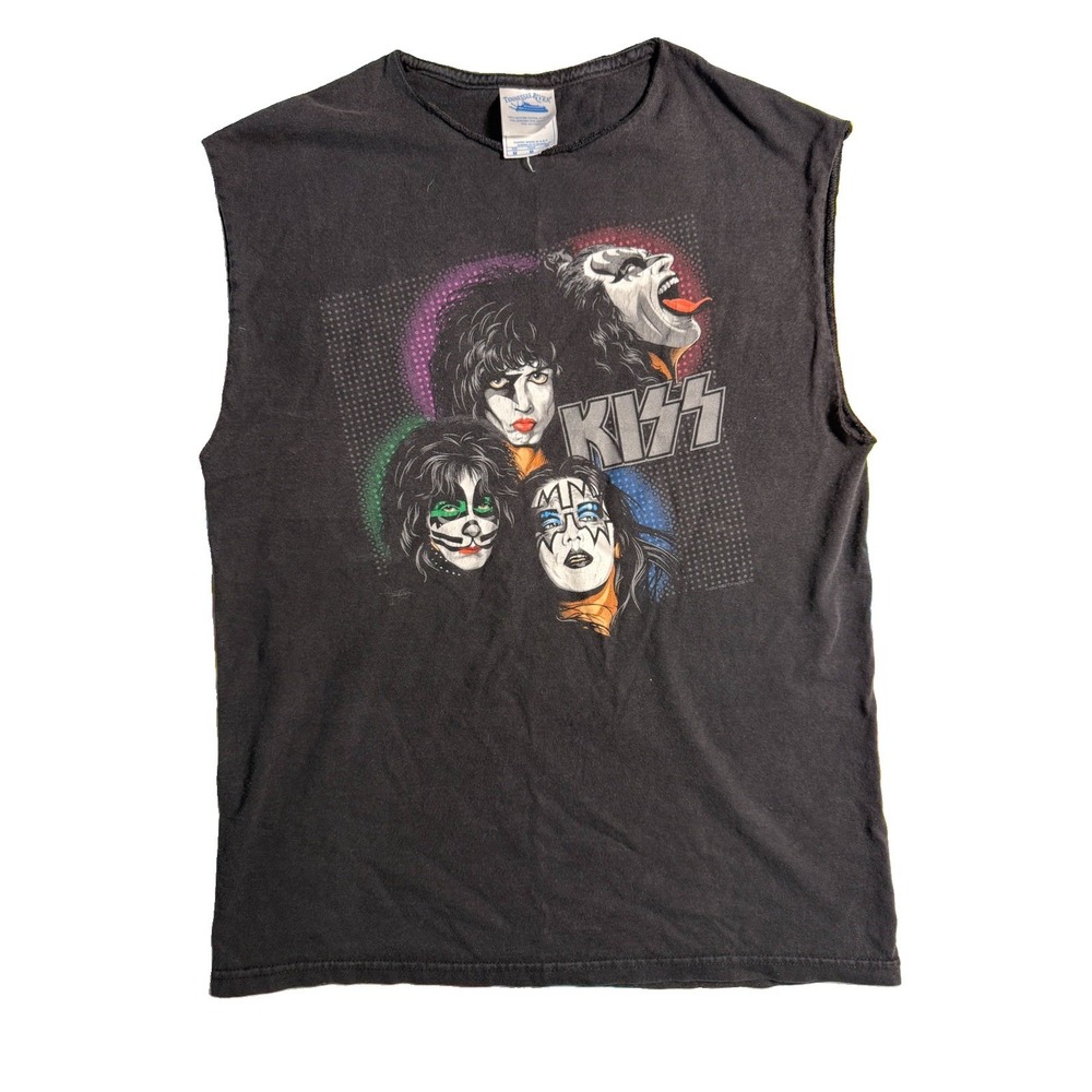 Vintage Kiss Faces 2003 T-Shirt Size Medium Band Tee Sleeveless Tennessee River